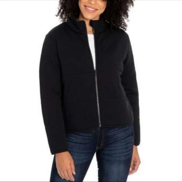 Three Dots Jackets & Blazers - Three Dots Quilted Insulated Mock Neck Jacket Black XL
